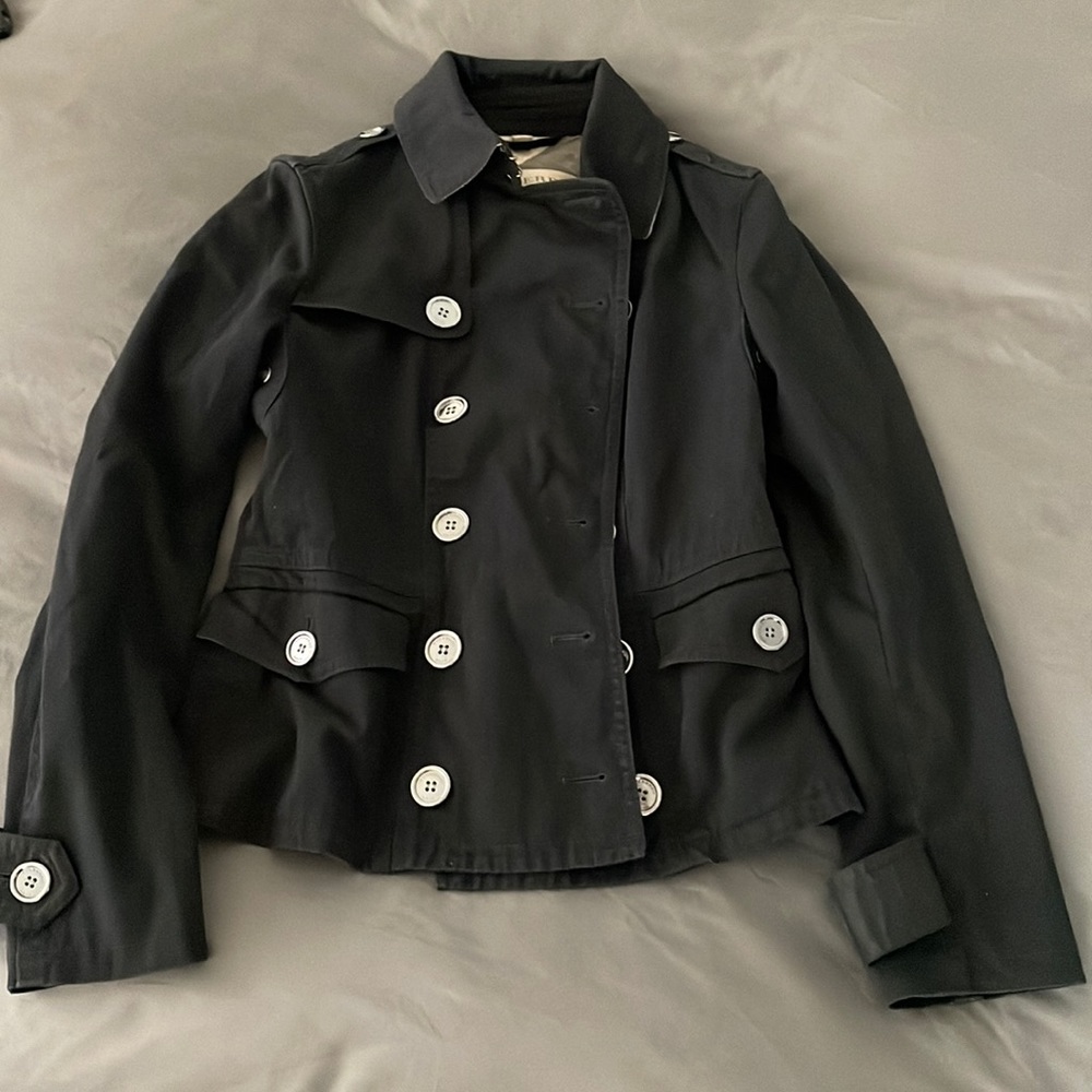 Burberry Black Jacket with White Buttons